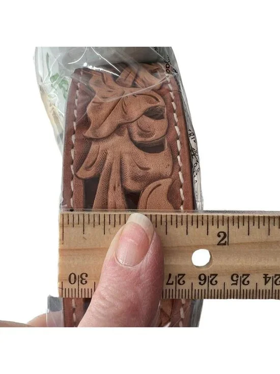 Size 66 Mens Belt Lone Star Buckle on Tooled Leather Belt Nubuck Floral - Picture 11 of 11